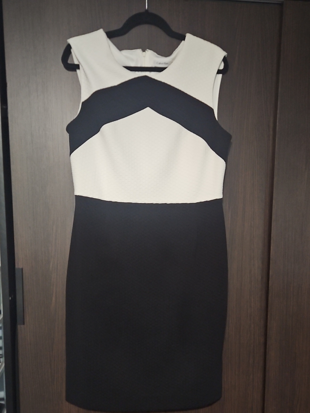 Calvin Klein Black and White Sleeveless Midi Dress